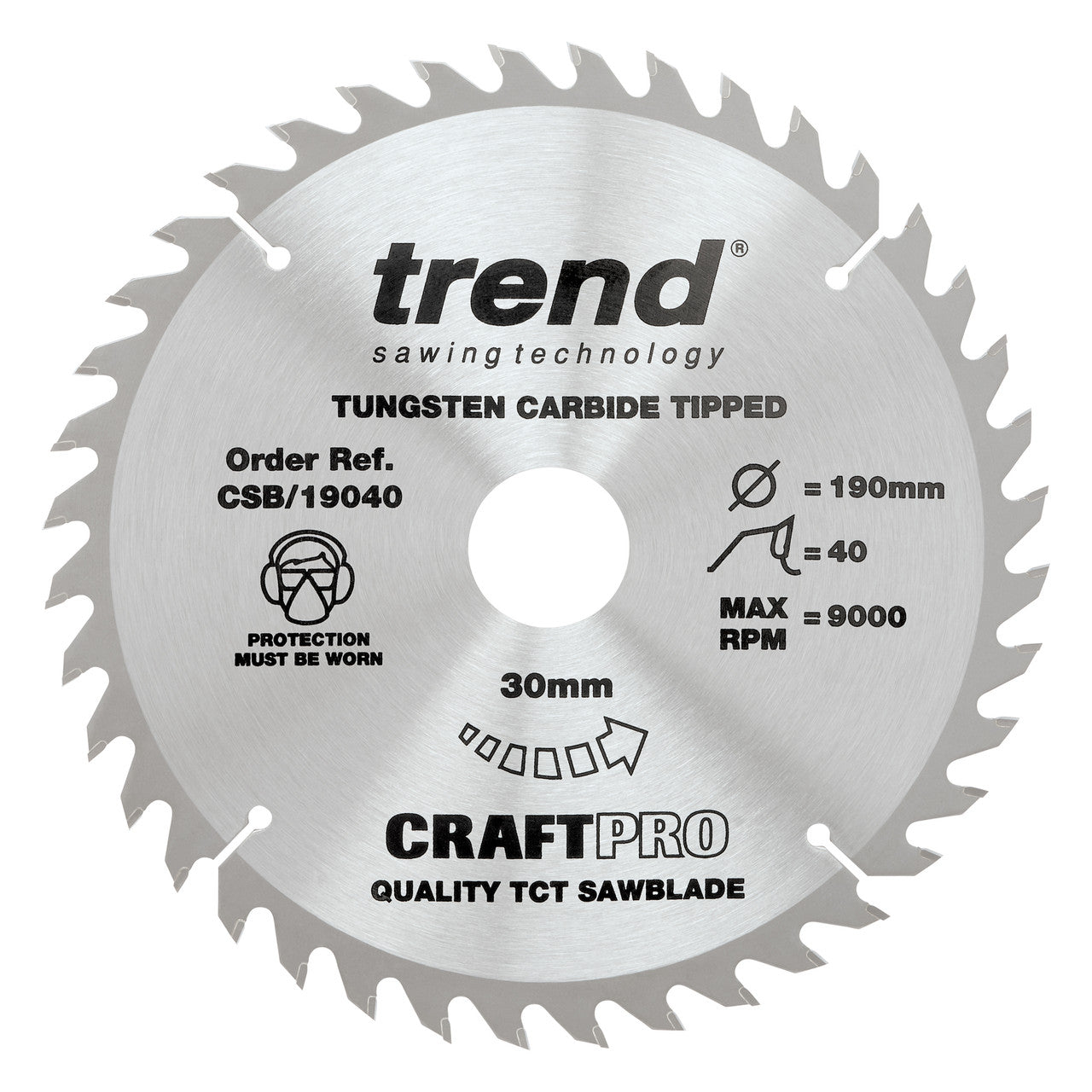 Craft saw blade 190mm x 40 teeth x 30mm