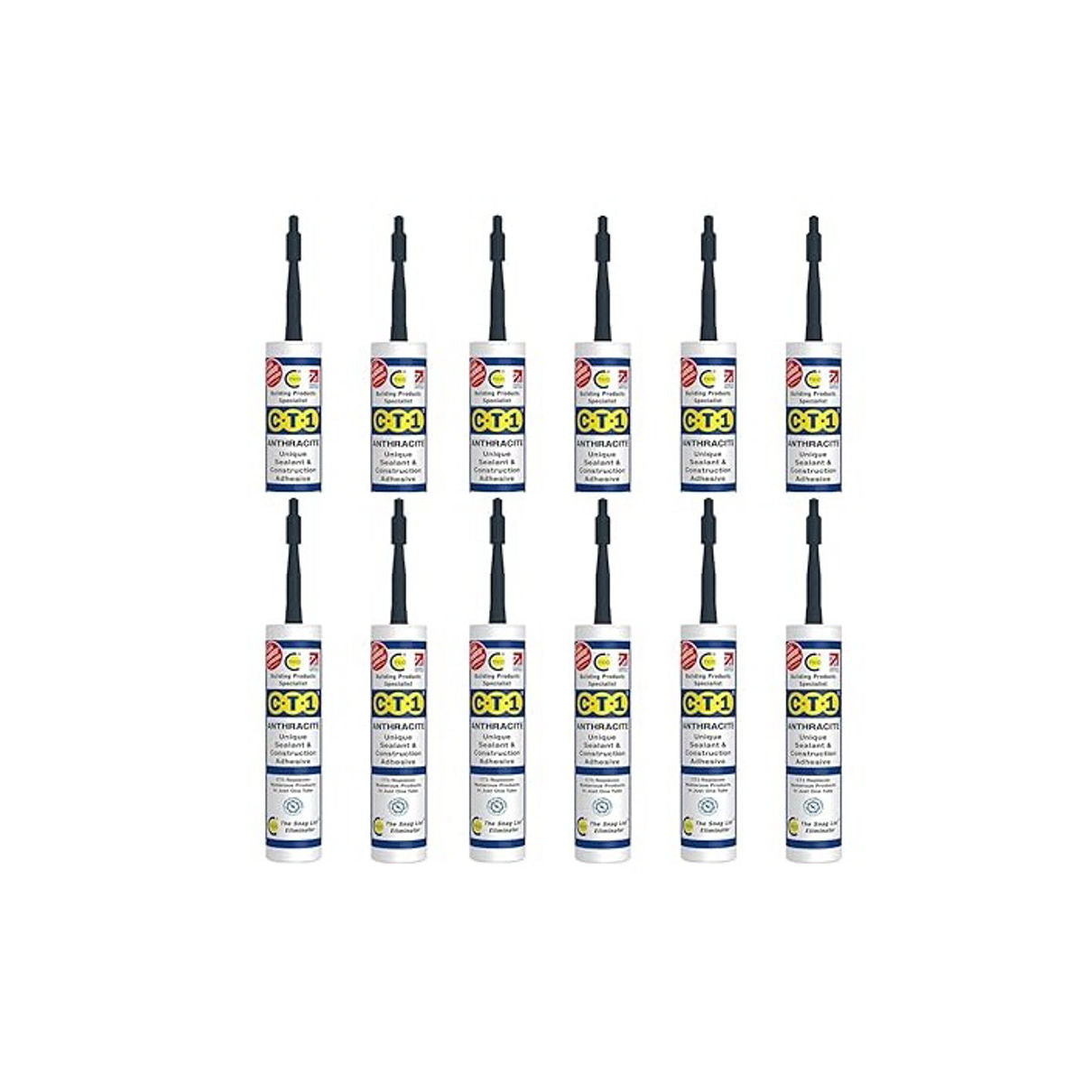 CT1 - Building Sealant & Adhesive Snag Tube 290ml for Virtually Any Material (Anthracite 12 Pack)
