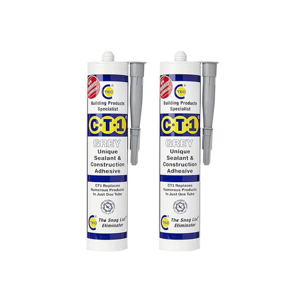 CT1 - Building Sealant & Adhesive Snag Tube 290ml for Virtually Any Material (Grey 2 Pack)
