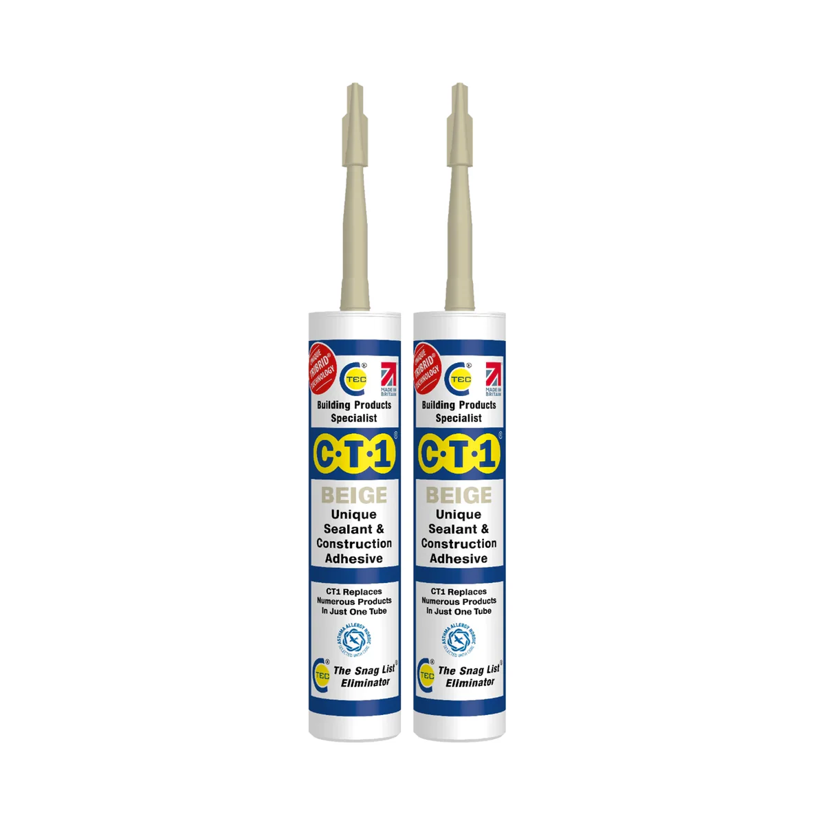 CT1 Adhesive & Sealant 290ml Beige (Pack of 2)