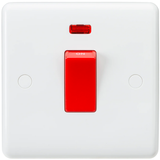 Curved Edge 1G Short Cooker Switch - White