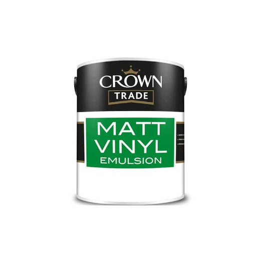 Crown Trade Matt Vinyl Emulsion paint can on a white background