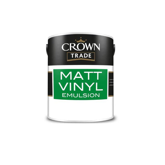 Crown Trade Matt Vinyl Emulsion paint can on a white background