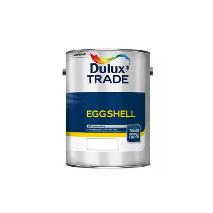 Dulux Trade eggshell paint can on a white background