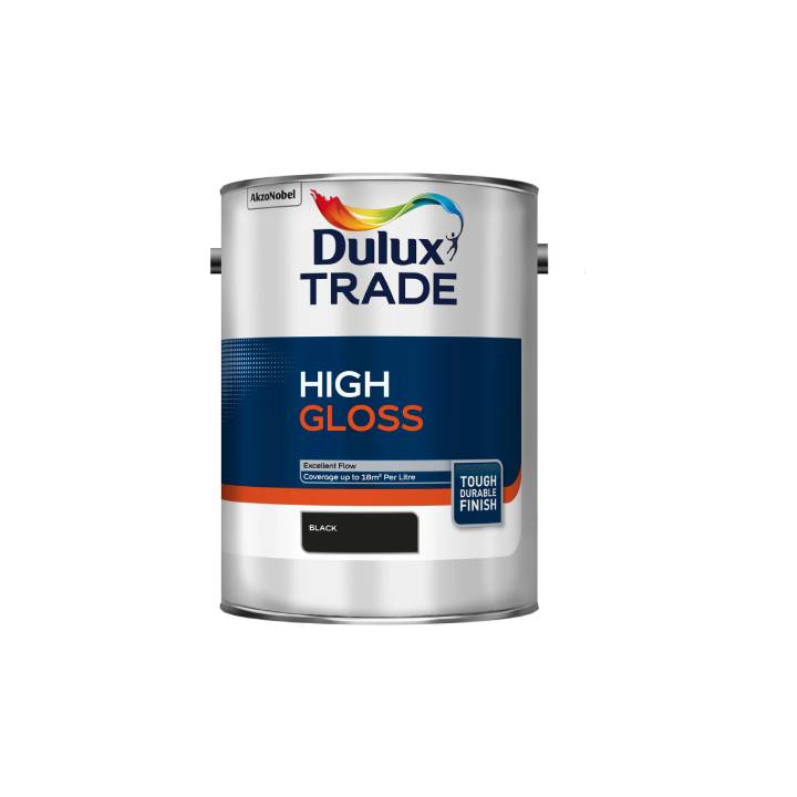 Dulux Trade high gloss paint can on a white background
