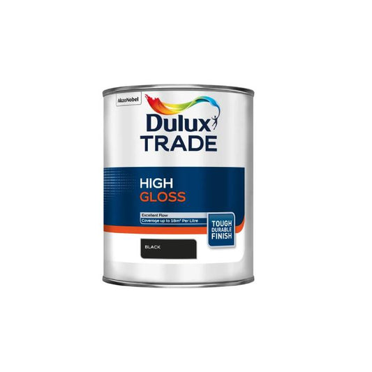 Dulux Trade high gloss paint can on a white background