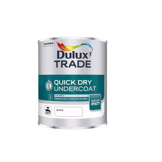 Dulux Trade Quick Dry Undercoat paint can on a white background