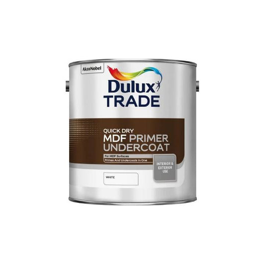 Dulux Trade MDF Primer Undercoat paint can on a white background