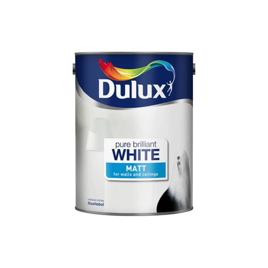 Dulux paint can with a white label on a white background