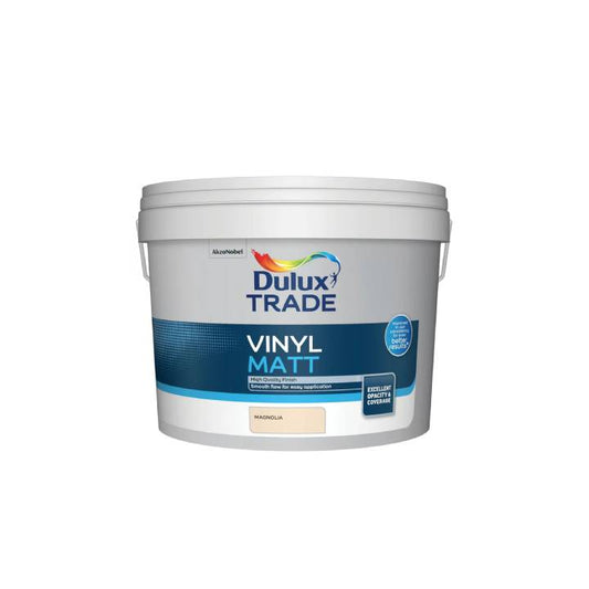 Dulux Trade vinyl matt paint container on a white background.