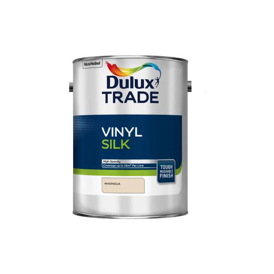 Dulux Trade Vinyl Silk paint can on a white background