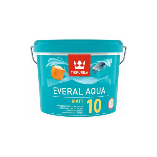 Tikkurila Everal Aqua paint bucket on a white background