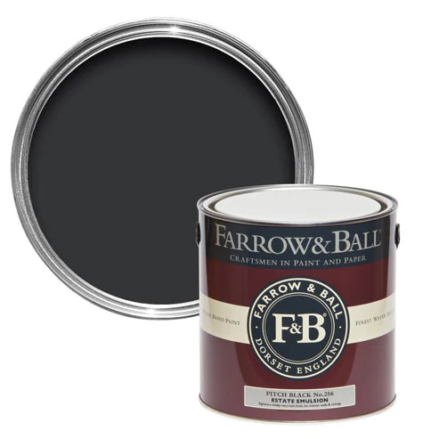 Farrow & Ball Pitch Black No.256 -  750ML 2.5L 5L