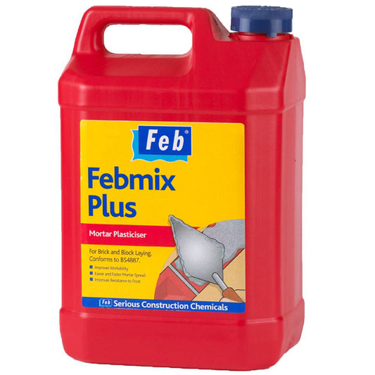 Feb Febmix Plus Mortar Plasticiser Canister Cont. 5L