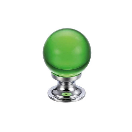 Glass ball knob 25mm plain green