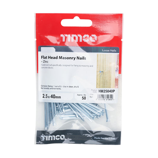 TIMCO MASONRY NAILS 2.5x40mm