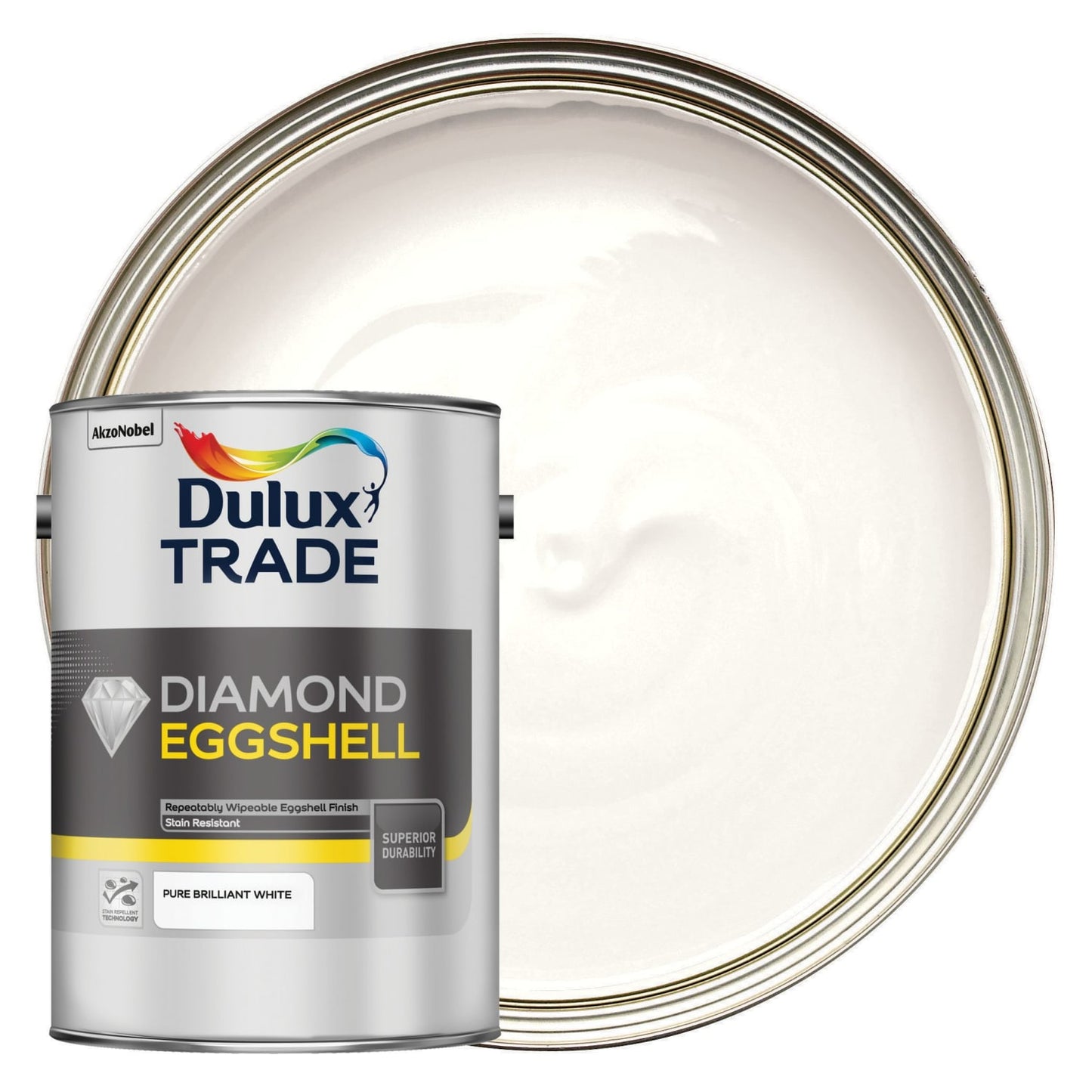 Dulux Trade Diamond Eggshell Pure Brilliant White 2.5L, 5L