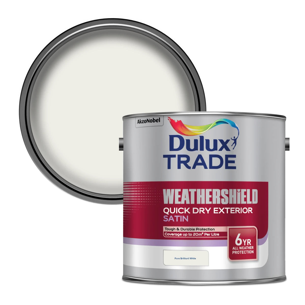 Dulux Trade Quick Dry Weathershield Satin Pure Brilliant White 2.5L