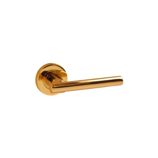 Gold door handle on a white background