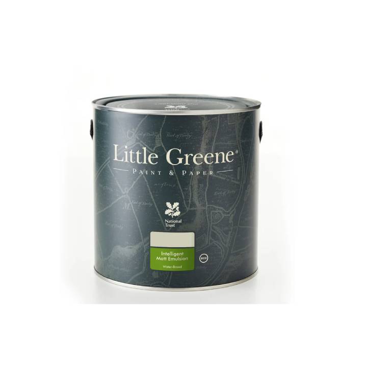 Little Greene paint can on a white background