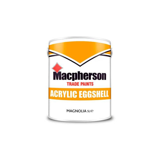 Macpherson Trade Paints acrylic eggshell paint can on a white background
