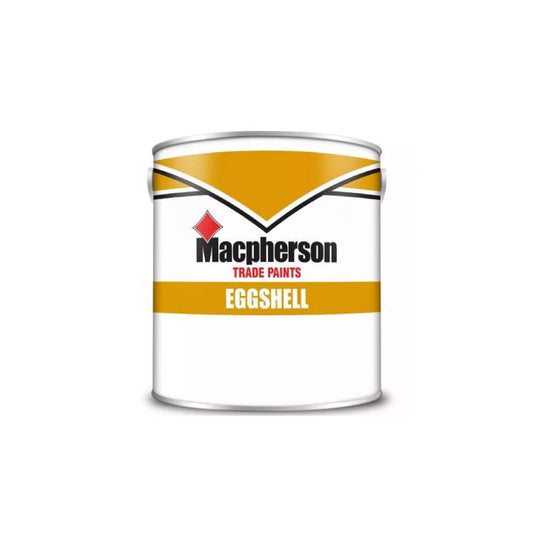 Macpherson trade paints can with 'Eggsshell' label on a white background