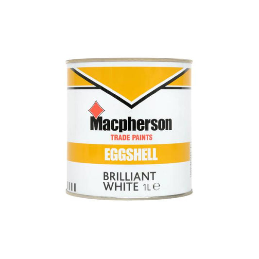 Macpherson trade paints can in Brilliant White on a white background