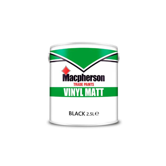 Macpherson vinyl matt black paint can on a white background