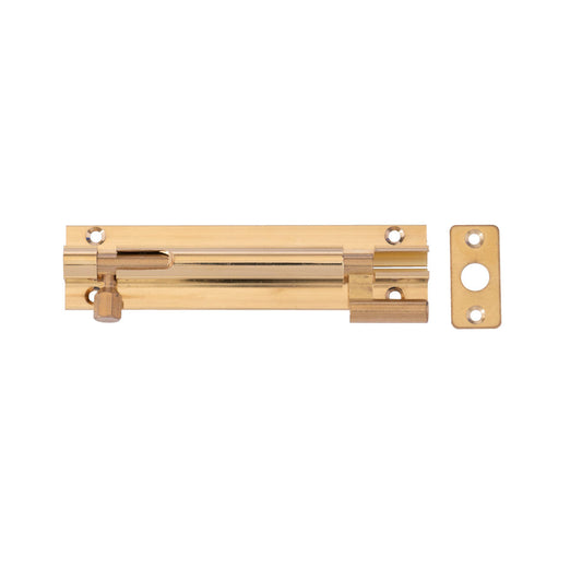 Necked Barrel Bolt 152x25mm Polished Brass