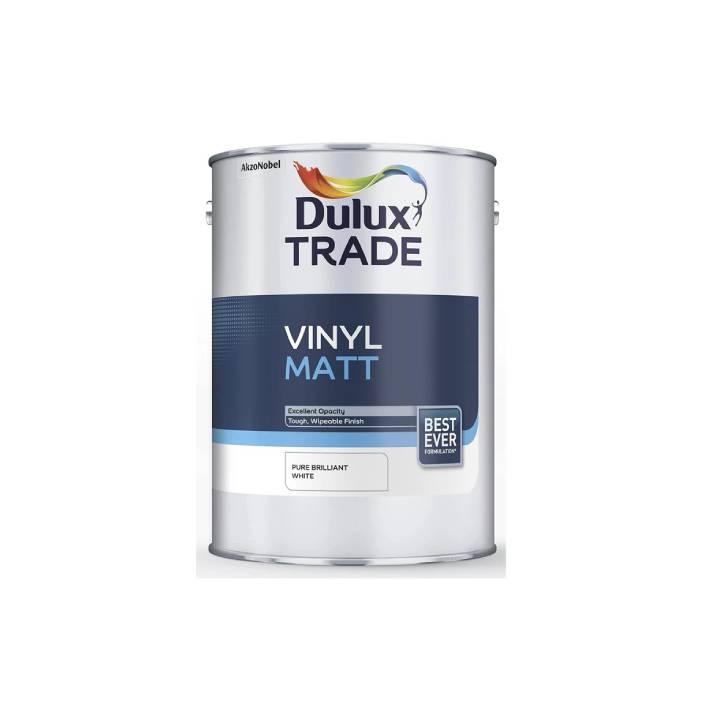 Dulux Trade Vinyl Matt Pure Brilliant White 2.5L , 5L