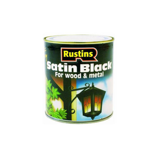 Rustins Quick Dry Satin Black For Wood & Metal - 500ml