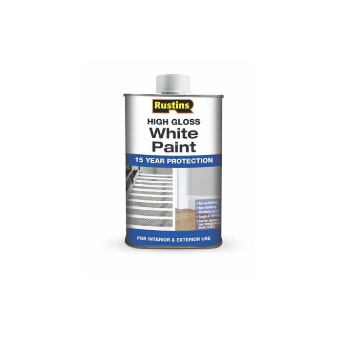 Rustins High Gloss White Paint 15 Year Protection  1L