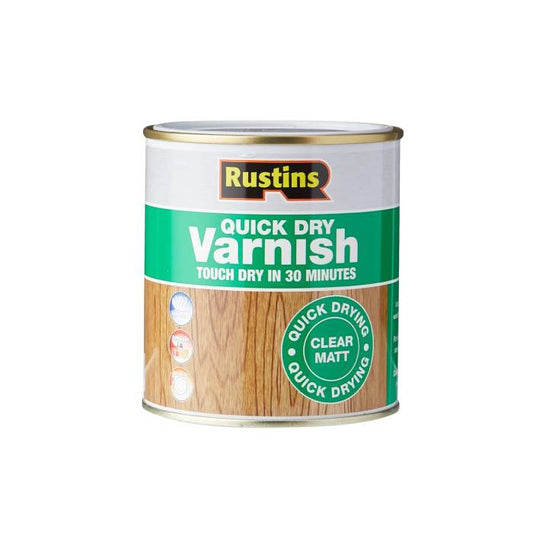 Rustins Quick Dry Varnish Clear Matt (Green) - 500ml