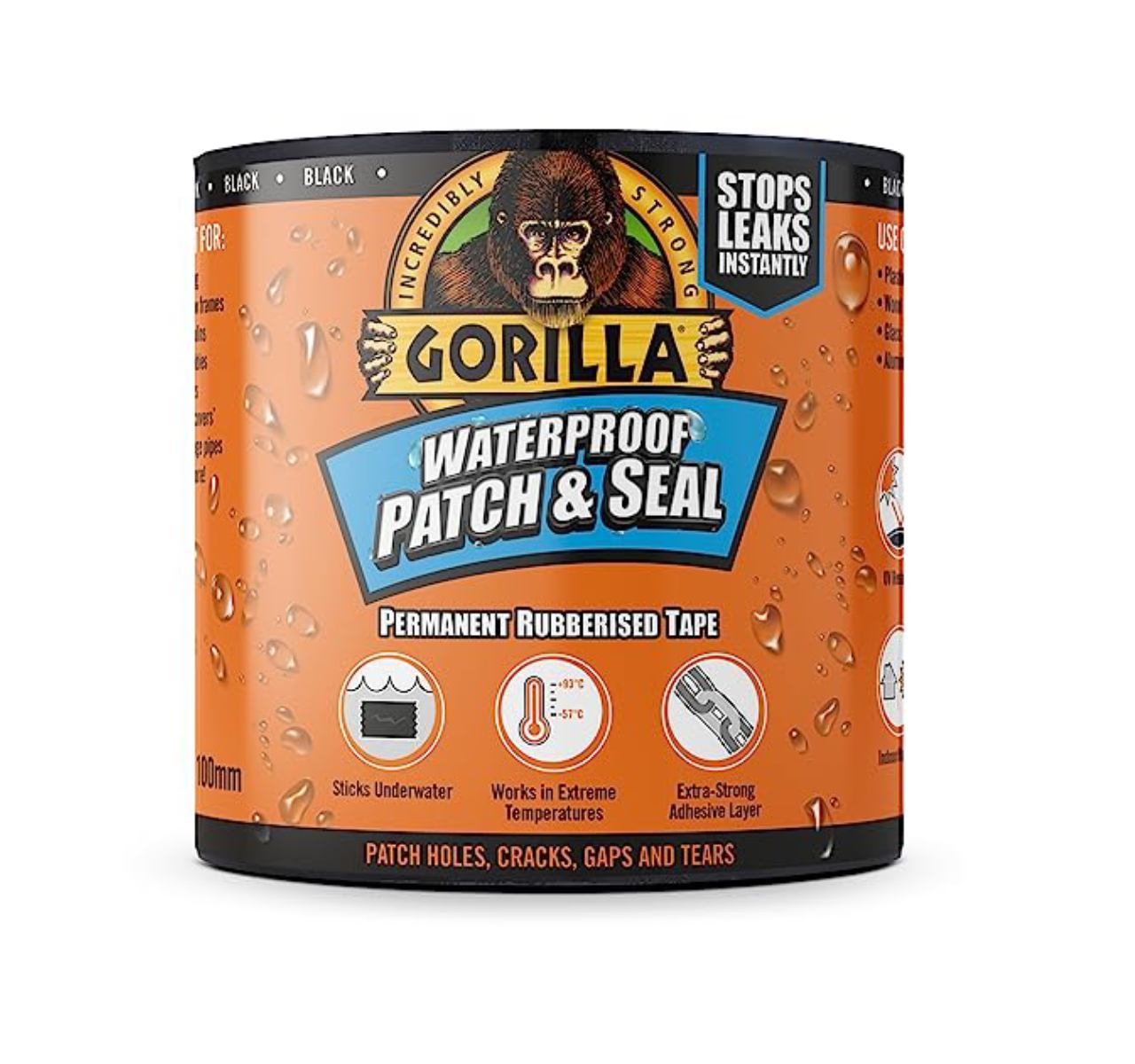Gorilla Waterproof Patch & Seal Tape Black 3m