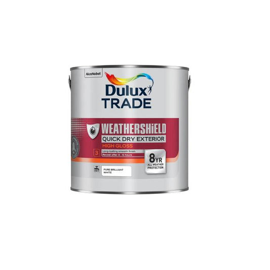 Dulux Trade Weathershield Quick Dry Exterior High Gloss Pure Brilliant White 2.5L