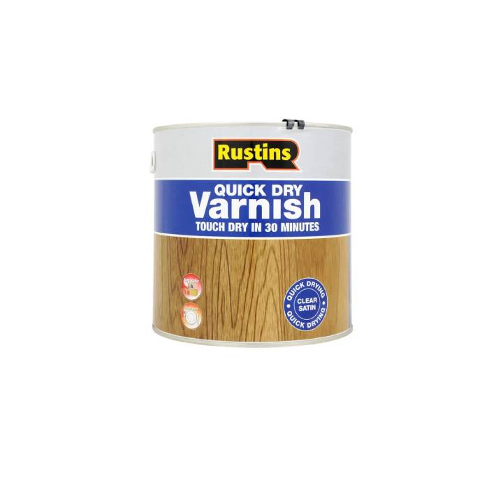 Rustins Quick Dry Varnish Clear Satin (Blue) - 250ml