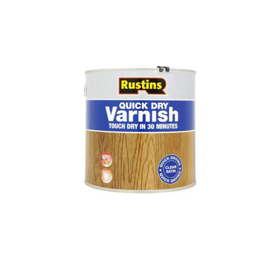 Rustins Quick Dry Varnish Clear Satin (Blue) - 250ml