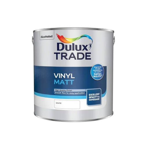 Dulux Trade Vinyl Matt White 2.5L , 5L