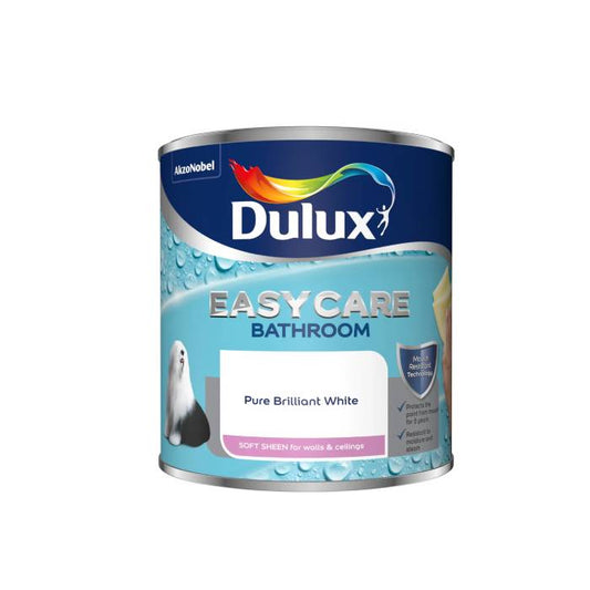 Dulux Easycare Bathroom Soft Sheen Pure Brilliant White 1L, 2.5L