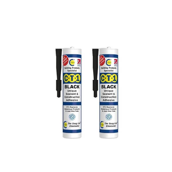 CT1 - Building Sealant & Adhesive Snag Tube 290ml for Virtually Any Material (Black 2 Pack)