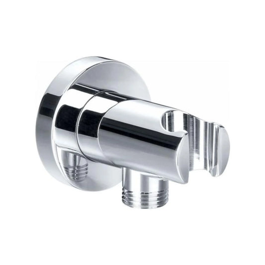 Shower Wall Bracket & Outlet Round Straight Chrome