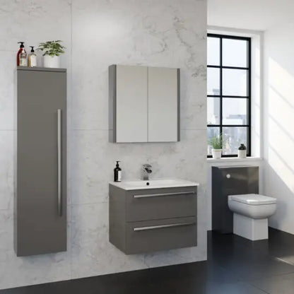 Purity 800mm Mirror Cabinet Storm Grey Gloss