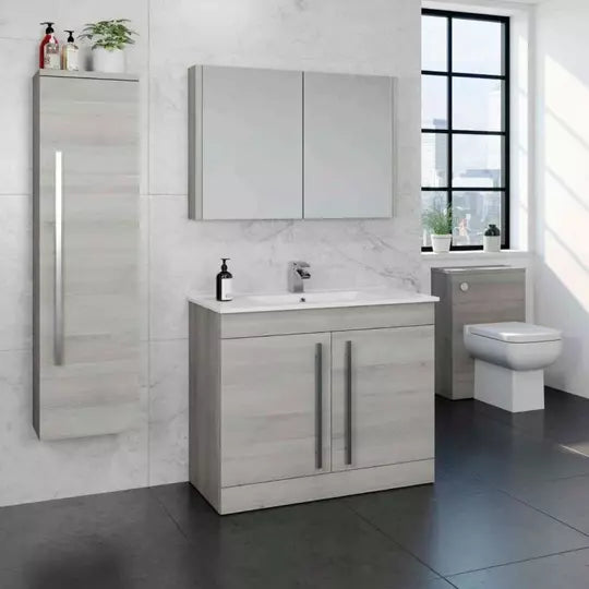 Purity 800mm Mirror Cabinet Grey Ash