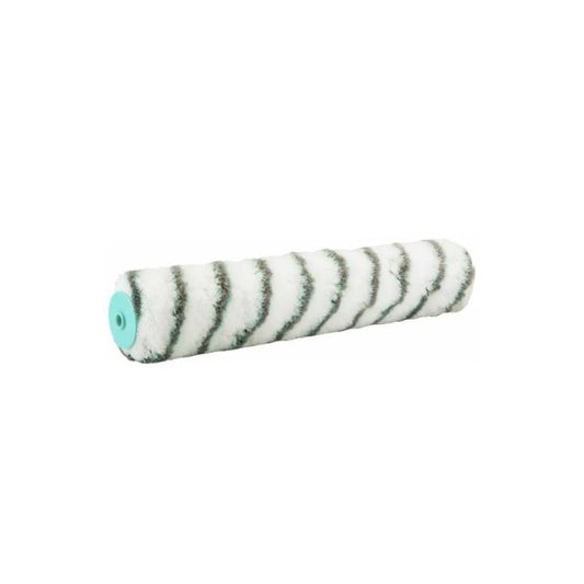 Striped roller with a turquoise center on a white background