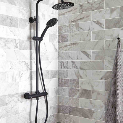 Nero Round Thermostatic Exposed Bar Shower With Ov