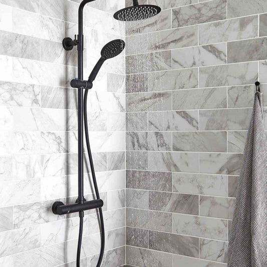 Nero Round Thermostatic Exposed Bar Shower With Ov