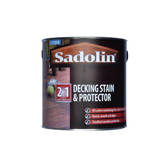 Sadolin 2-in-1 decking stain & protector can on a white background