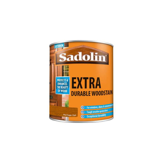 Can of Sadolin Extra Durable Woodstain on a white background