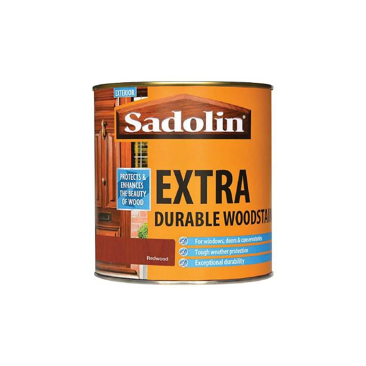 Can of Sadolin Extra Durable Woodstain on a white background