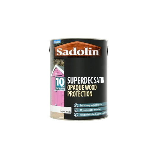 Sadolin Superdec Satin Opaque Wood Protection can on a white background